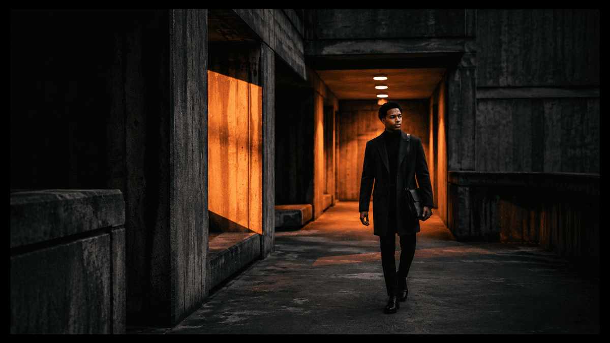 Architecture et silhouette dans un espace sombre